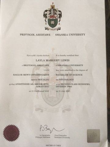 Layla Lewis, BSc Psychology qualifications in Carmarthenshire